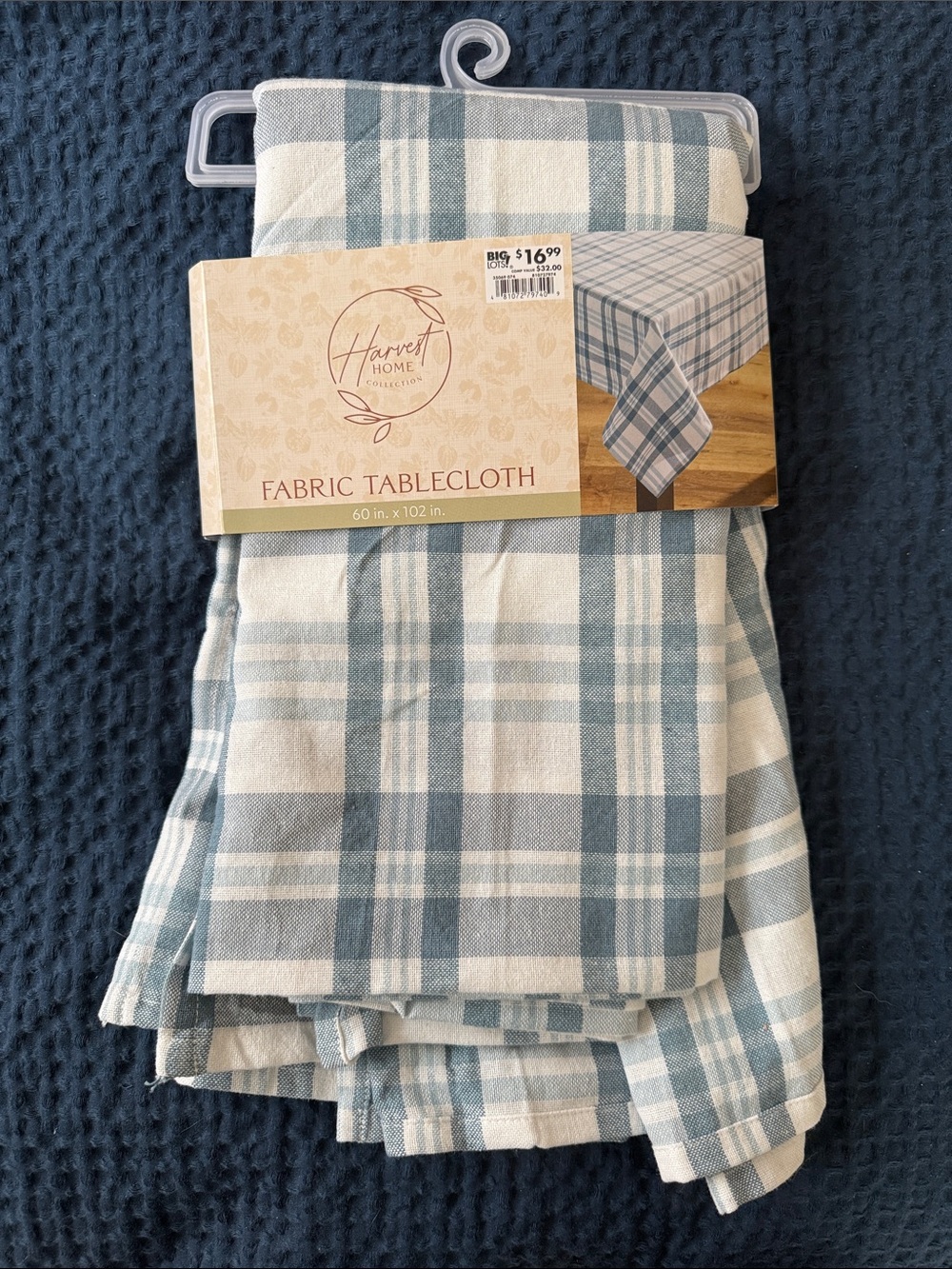 Blue Plaid Fabric Tablecloth